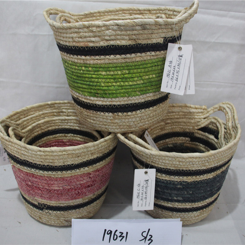 Dirty Laundry Planter Basket Storage Seaweed Box Semplice Decorazione Contenitore pieghevole Straw Organizzatore Bamboo realizzato a mano